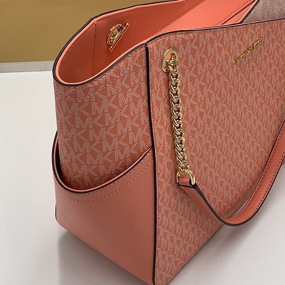 MICHAEL KORS LARGE X CHAIN SHOULDER TOTE BAG SHERBERT MULTI COLOR - Picture 7 of 15